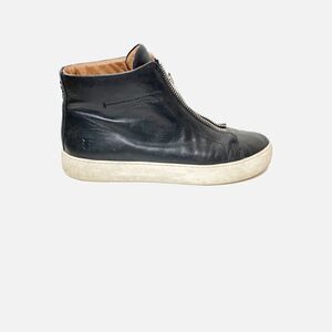Frye Leather High Top SINGLE Sneaker Lena Silver Zip Black RIGHT SHOE ONLY - 9.5